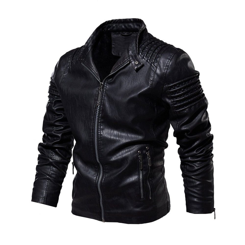 Alexander | Men's Moto-Style Faux Leather Jacket Ribbed Shoulder