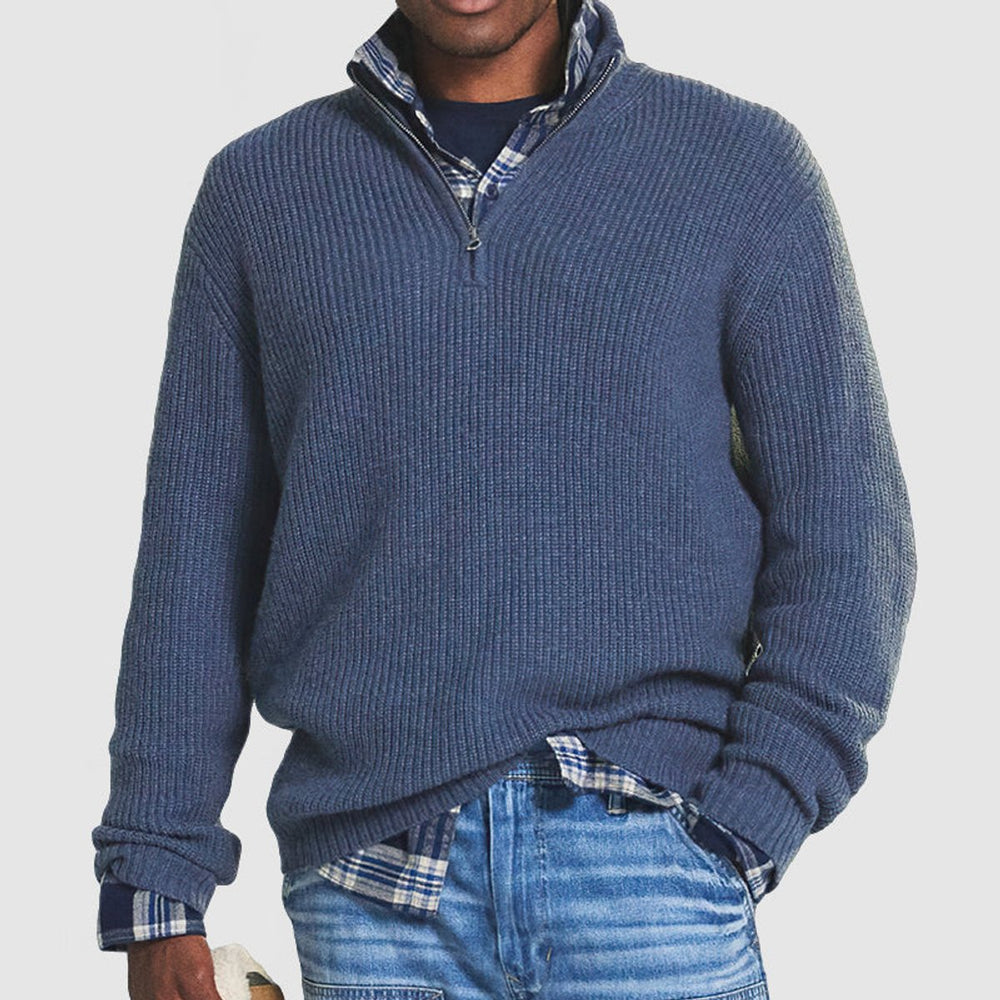 Nathan | Men's Quarter-Zip Ribbed Knit Sweater Business Casual Pullover