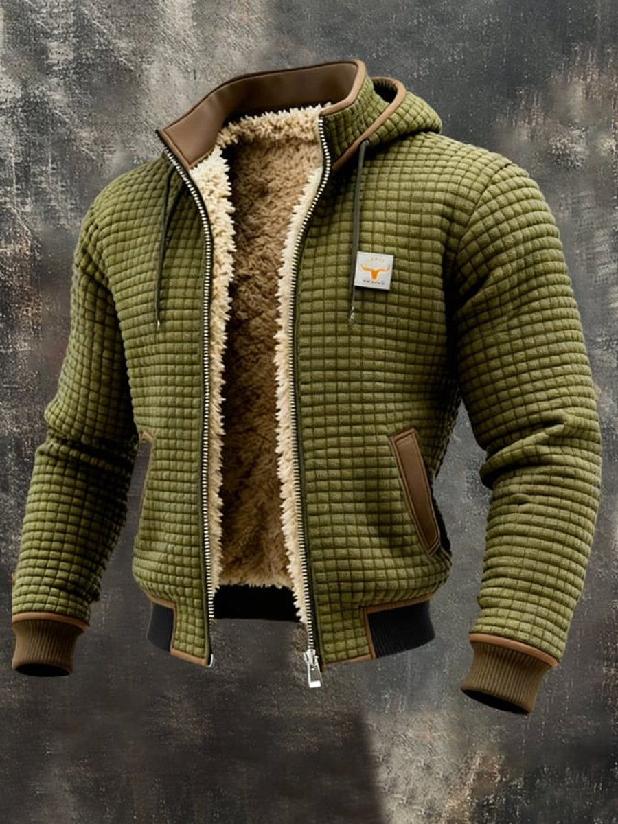 Ethan | Men's Quilted Jacket Fleece-Lined Hooded Full-Zip Sherpa Coat