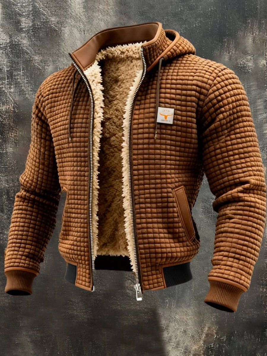 Ethan | Men's Quilted Jacket Fleece-Lined Hooded Full-Zip Sherpa Coat