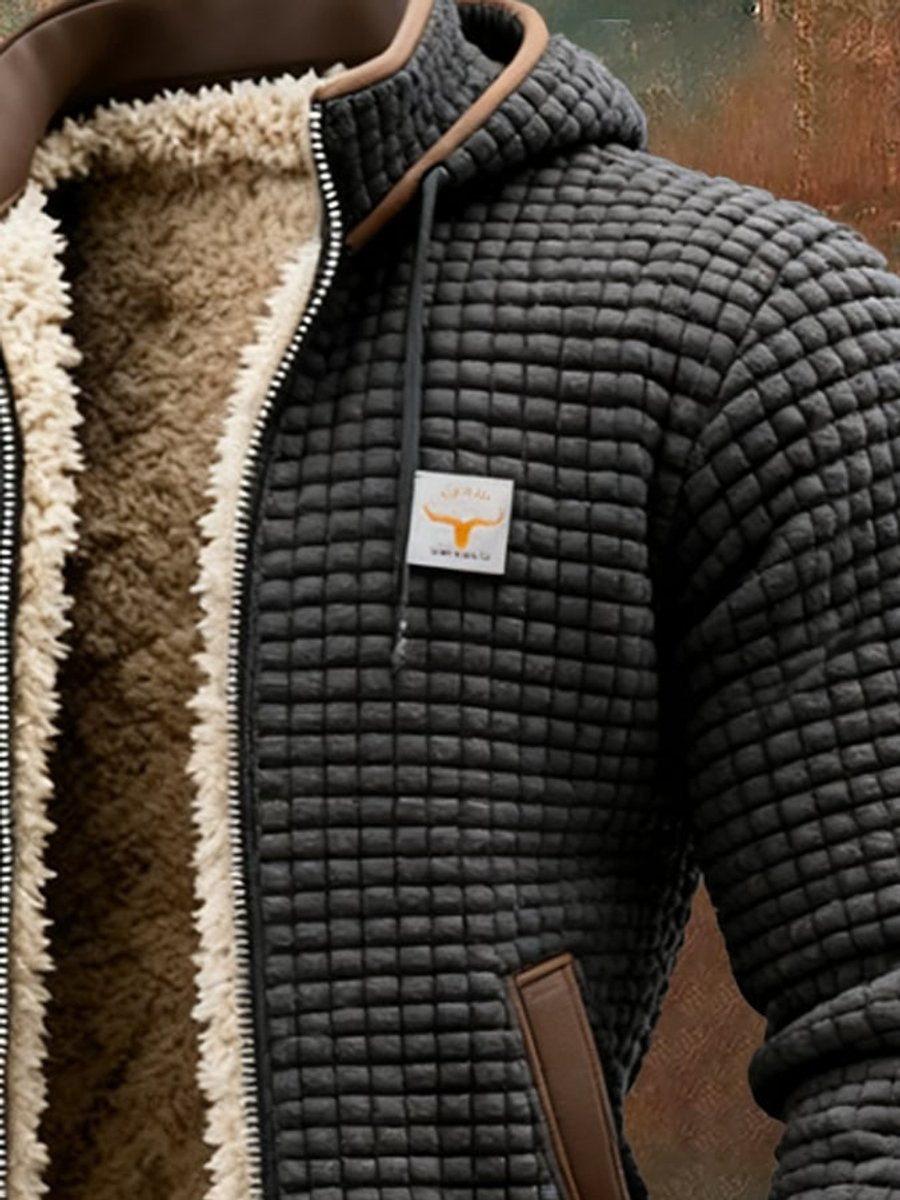 Ethan | Men's Quilted Jacket Fleece-Lined Hooded Full-Zip Sherpa Coat
