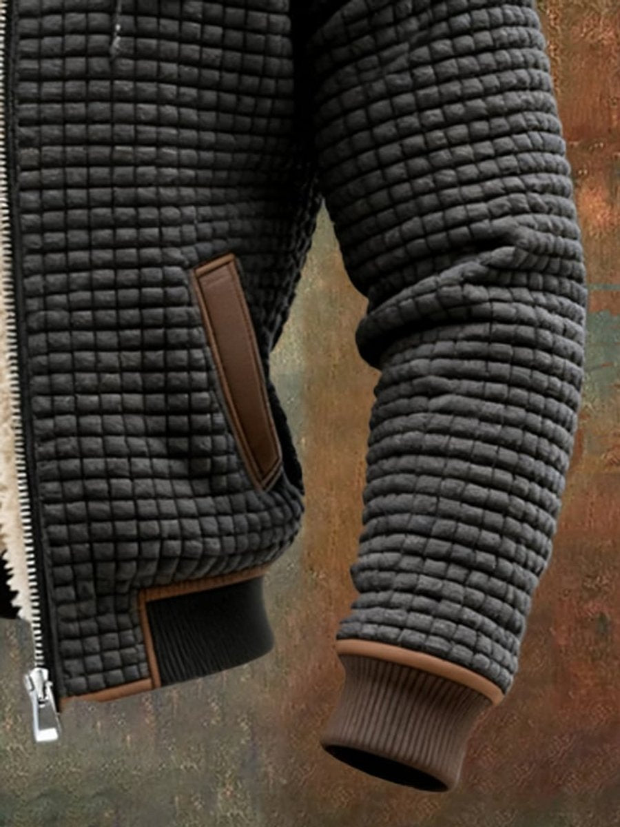Ethan | Men's Quilted Jacket Fleece-Lined Hooded Full-Zip Sherpa Coat