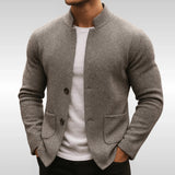 Owen | Men's Quilted Jacket Knit-Texture Mandarin-Collar Button-Front Blazer