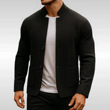 Owen | Men's Quilted Jacket Knit-Texture Mandarin-Collar Button-Front Blazer