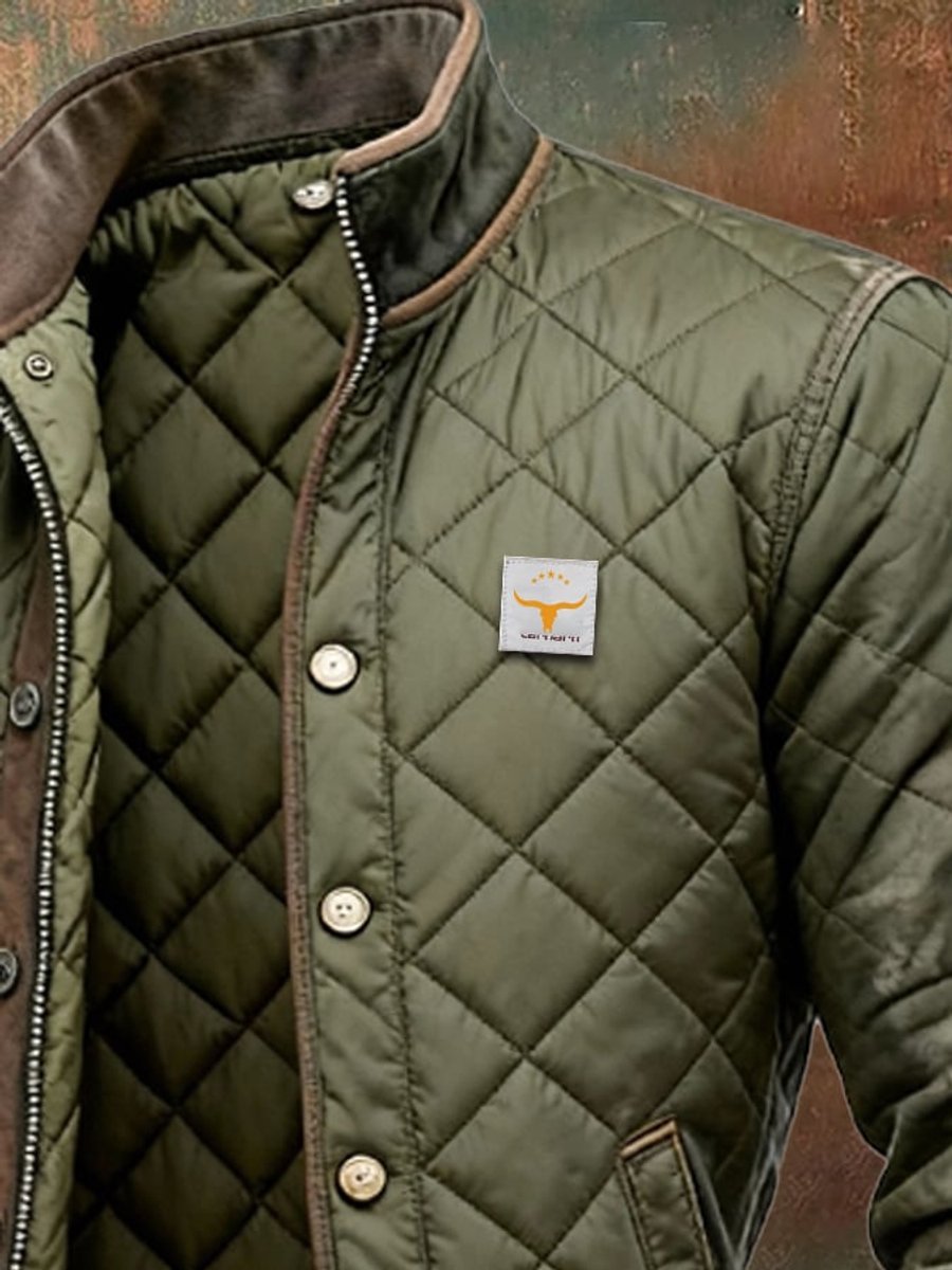 James | Men's Quilted Jacket Stand Collar Snap Button Bomber