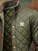 James | Men's Quilted Jacket Stand Collar Snap Button Bomber