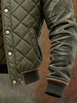 James | Men's Quilted Jacket Stand Collar Snap Button Bomber