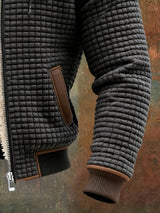 Men's Quilted Pile-Lined Winter Jacket with Hood and Zip Front