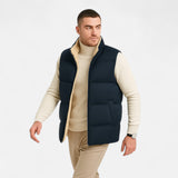 Men's Quilted Polyester Puffer Jacket with Fleece Lining and Stand Collar