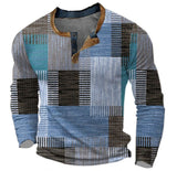 Caleb | Men's Retro Colorblock Long Sleeve Henley Knit Sweater