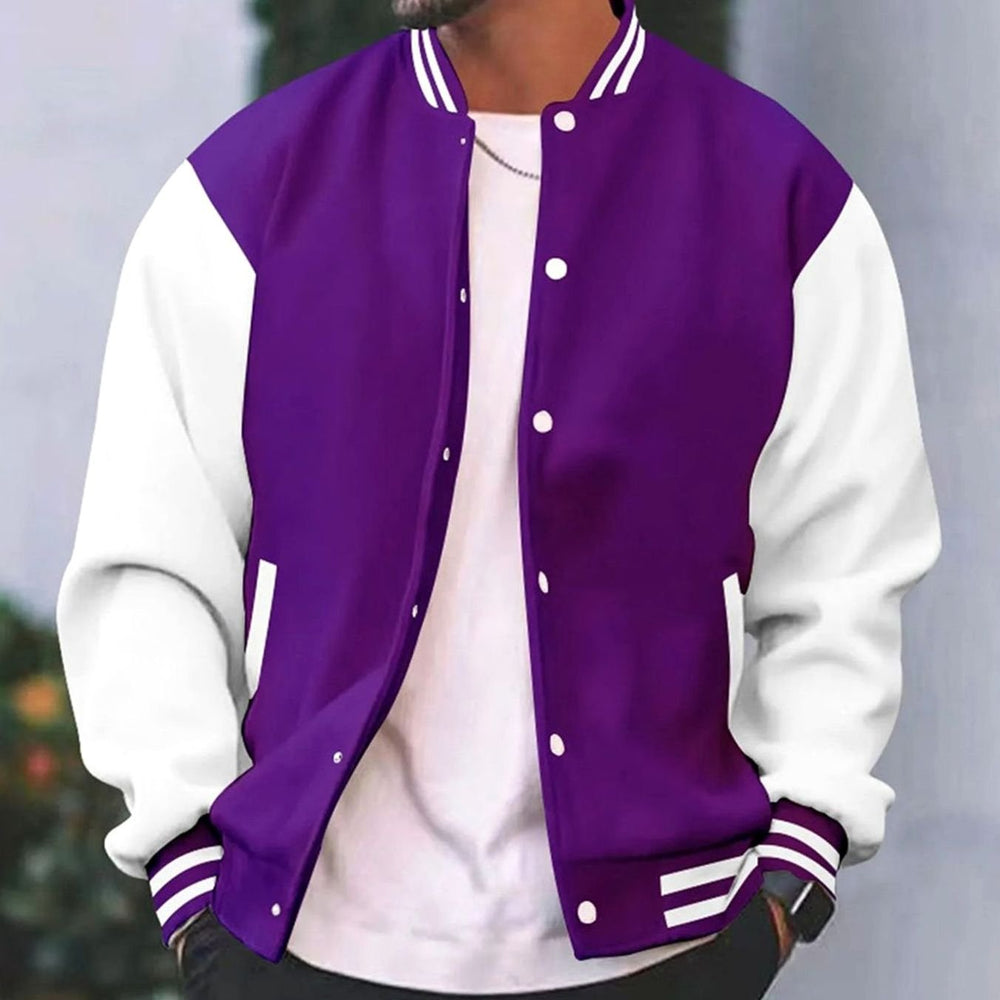 Oliver | Men's Retro Two-Tone Snap-Button Varsity Jacket - 4