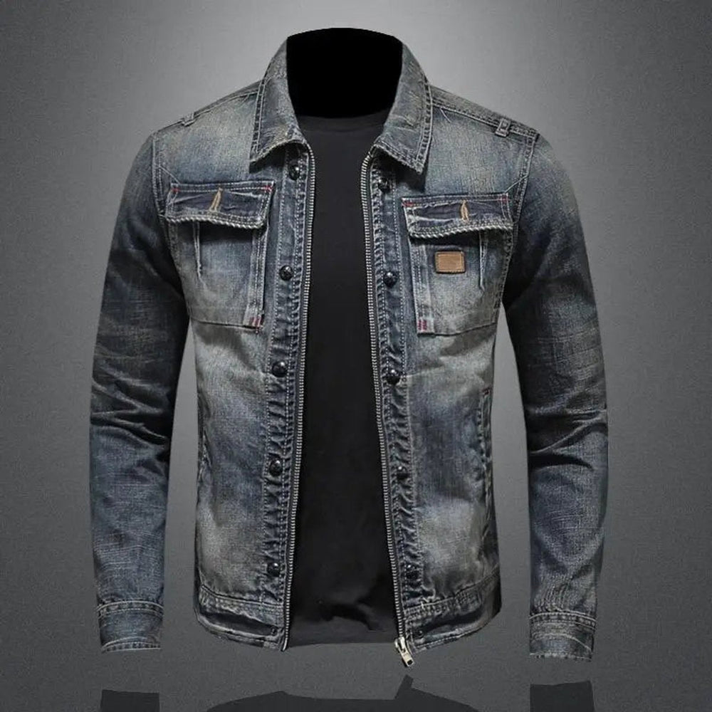 Lucas | Men's Retro Washed Denim Zip-Up Jacket Casual Outerwear Coat