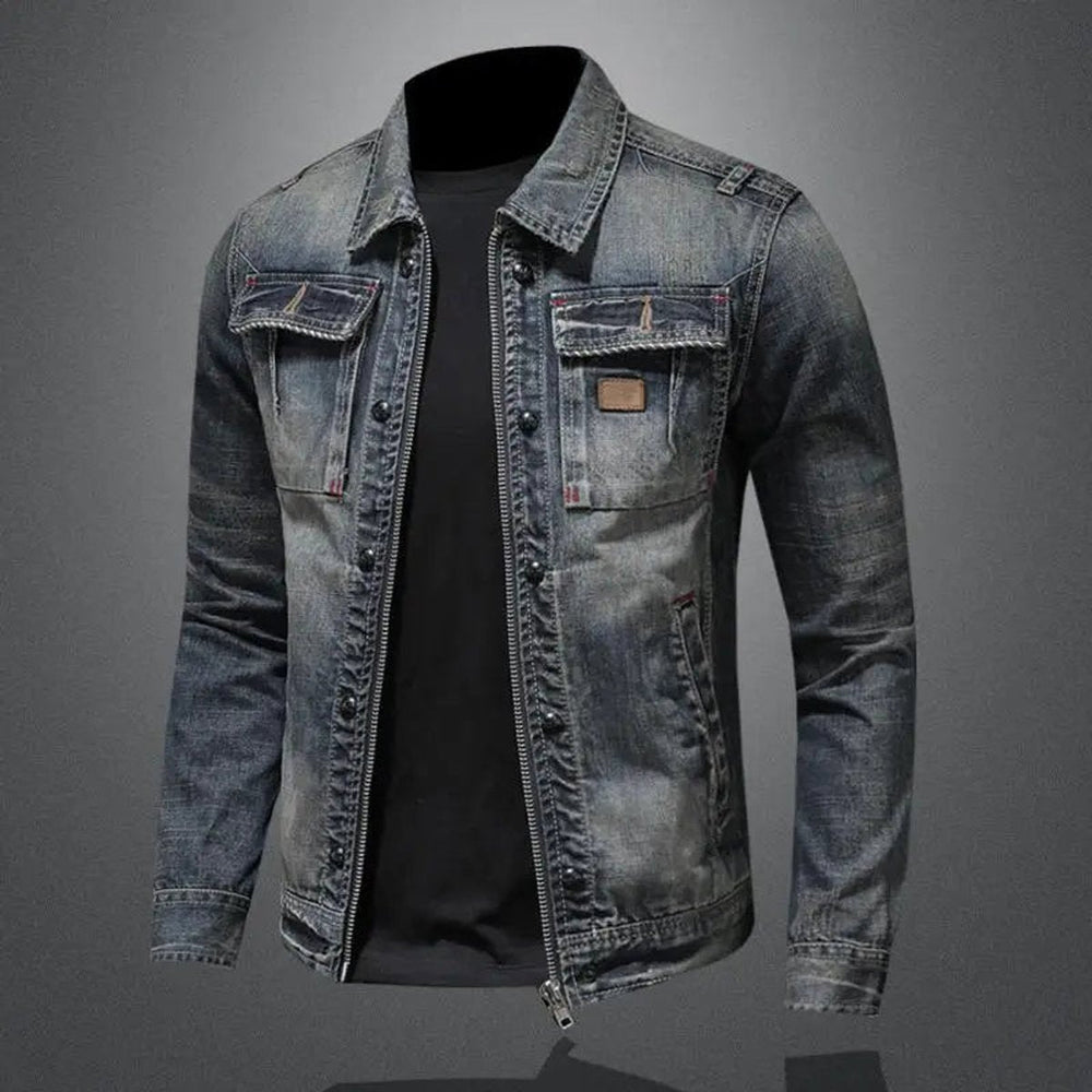 Lucas | Men's Retro Washed Denim Zip-Up Jacket Casual Outerwear Coat