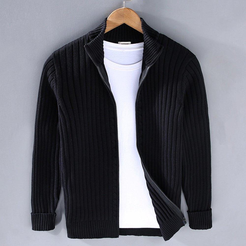 Samuel | Men's Ribbed-Knit Full-Zip Winter Cardigan Sweater - 3