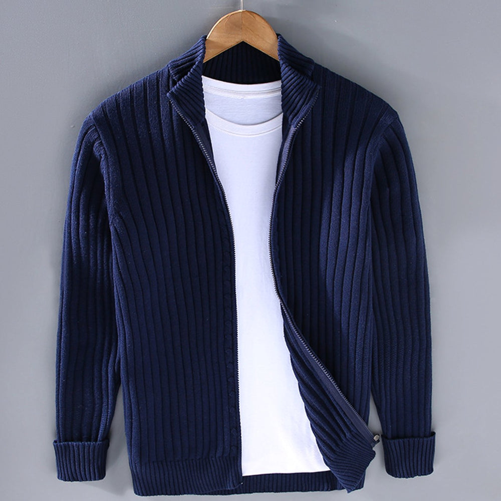 Samuel | Men's Ribbed-Knit Full-Zip Winter Cardigan Sweater - 4