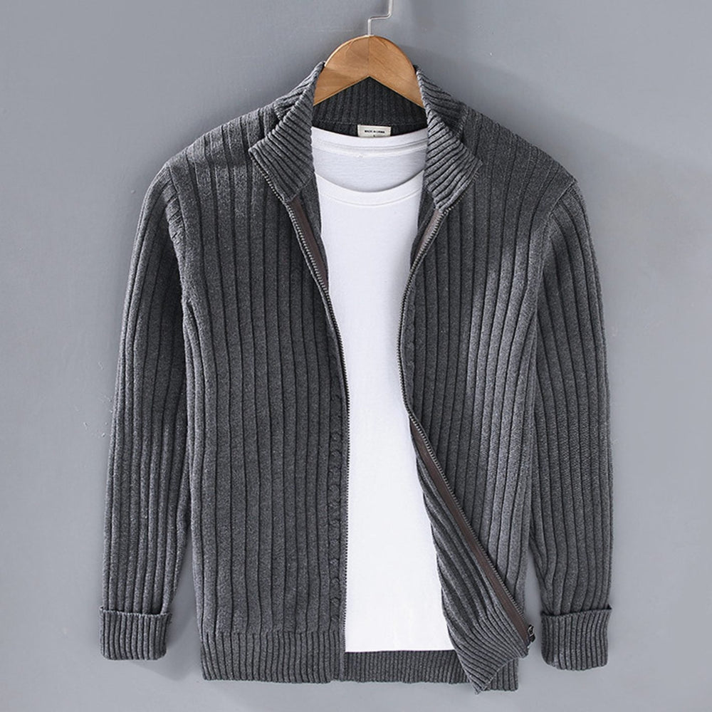 Samuel | Men's Ribbed-Knit Full-Zip Winter Cardigan Sweater - 5