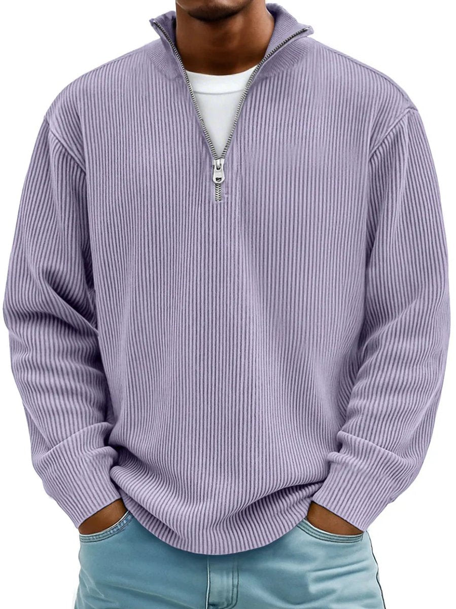 James | Men's Ribbed Knit Sweater Quarter-Zip Pullover