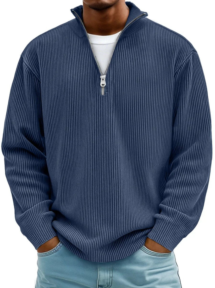 James | Men's Ribbed Knit Sweater Quarter-Zip Pullover