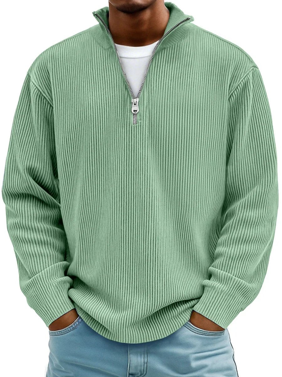 James | Men's Ribbed Knit Sweater Quarter-Zip Pullover