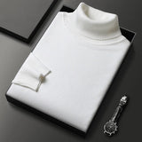 Men's Ribbed Knit Turtleneck Sweater with Cuffs and Hem