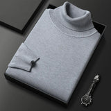 Men's Ribbed Knit Turtleneck Sweater with Cuffs and Hem
