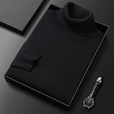 Men's Ribbed Knit Turtleneck Sweater with Cuffs and Hem