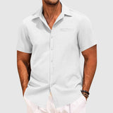 Men's Casual Button-Up Shirt – Short Sleeve, Lapel Collar & Chest Pocket