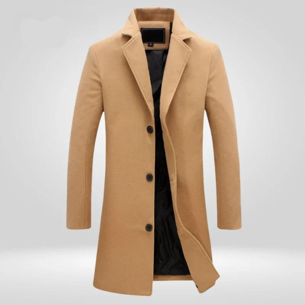 Lucas | Men's Single-Breasted Wool Coat Long Notch Lapel Overcoat
