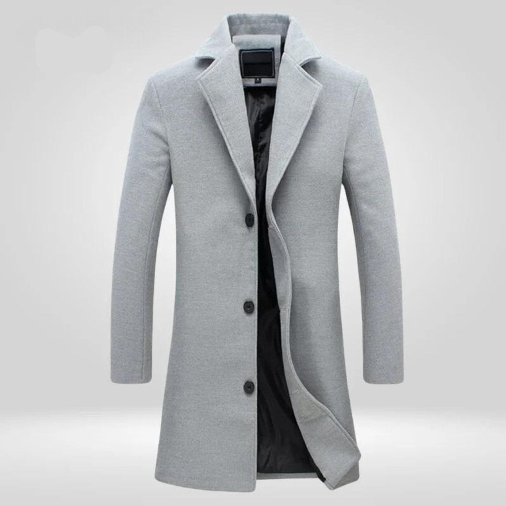 Lucas | Men's Single-Breasted Wool Coat Long Notch Lapel Overcoat