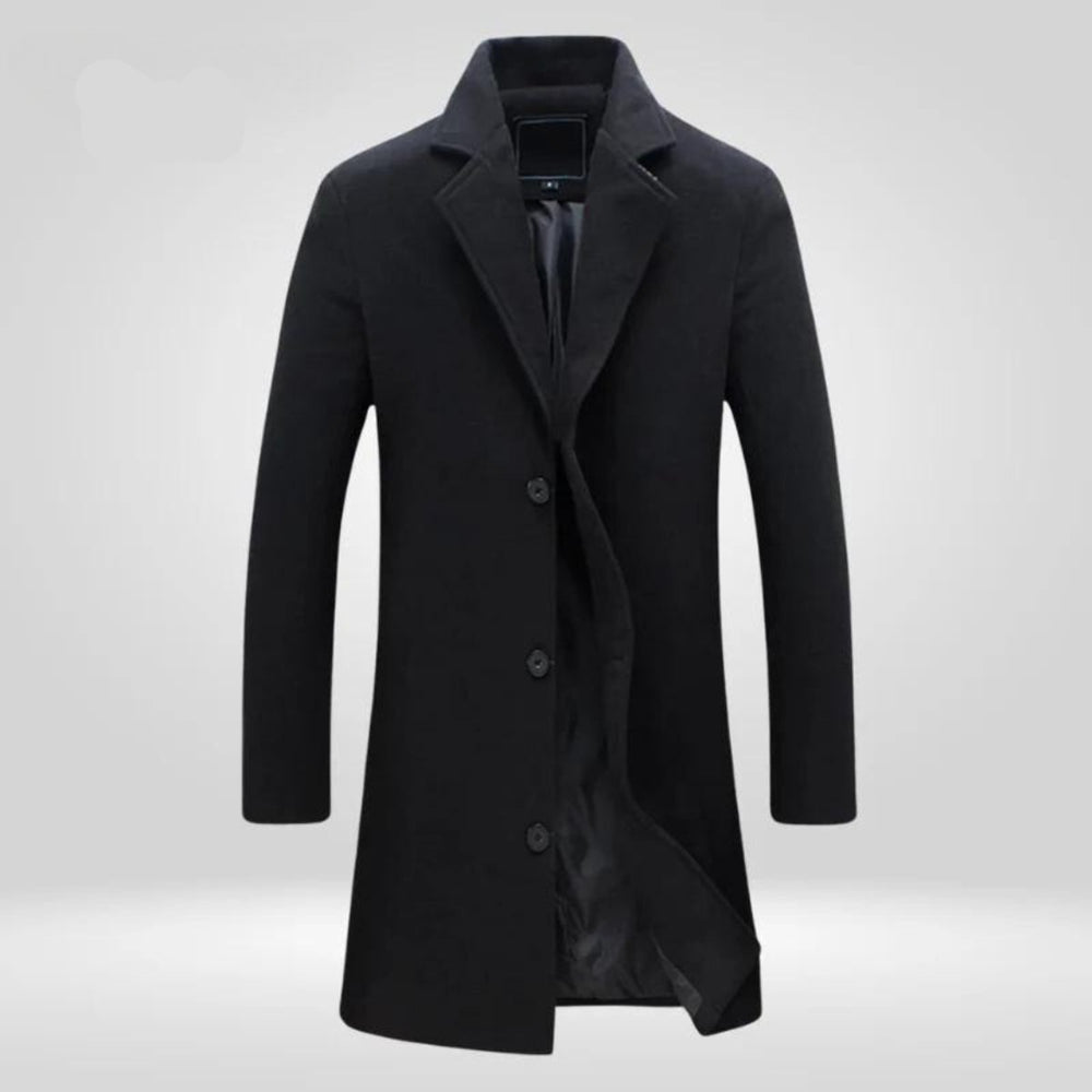 Lucas | Men's Single-Breasted Wool Coat Long Notch Lapel Overcoat