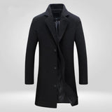 Lucas | Men's Single-Breasted Wool Coat Long Notch Lapel Overcoat