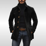Aiden | Men's Slim-Fit Corduroy Stand-Collar Wool Coat Button-Up