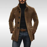 Aiden | Men's Slim-Fit Corduroy Stand-Collar Wool Coat Button-Up