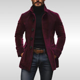 Aiden | Men's Slim-Fit Corduroy Stand-Collar Wool Coat Button-Up