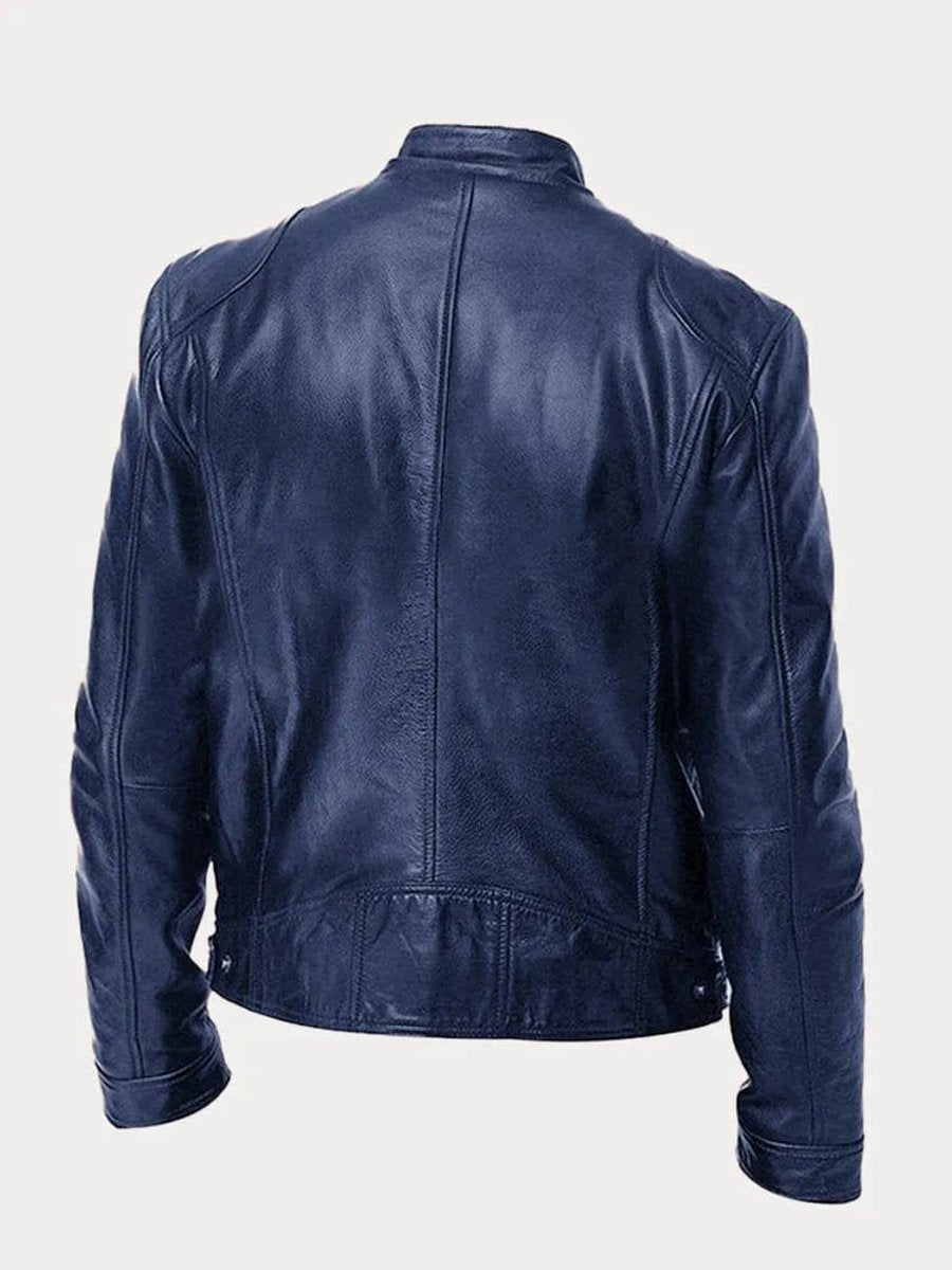 Henry | Men's Slim-Fit Moto Leather Mens Quilted Jacket Stand Collar