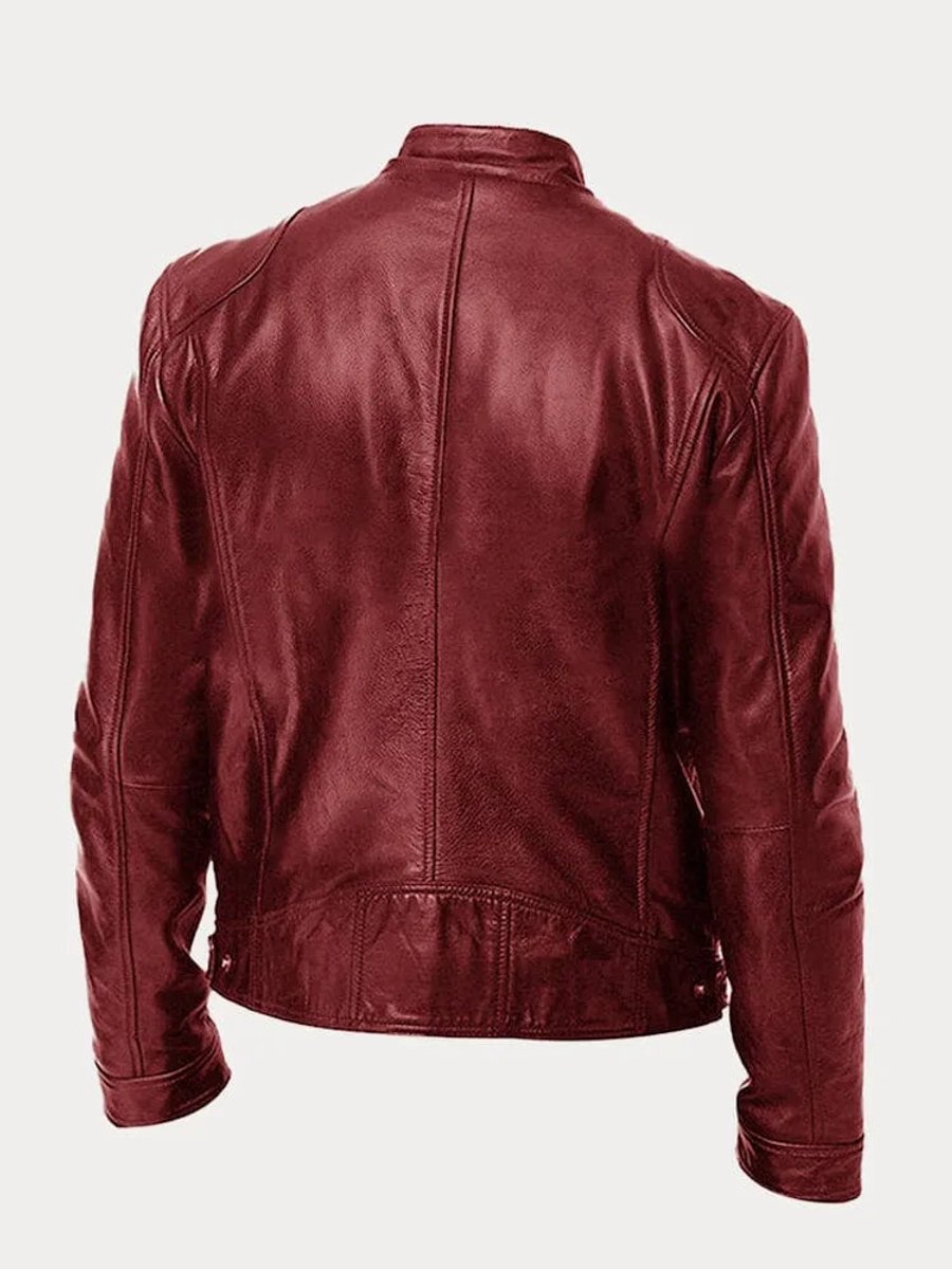 Henry | Men's Slim-Fit Moto Leather Mens Quilted Jacket Stand Collar