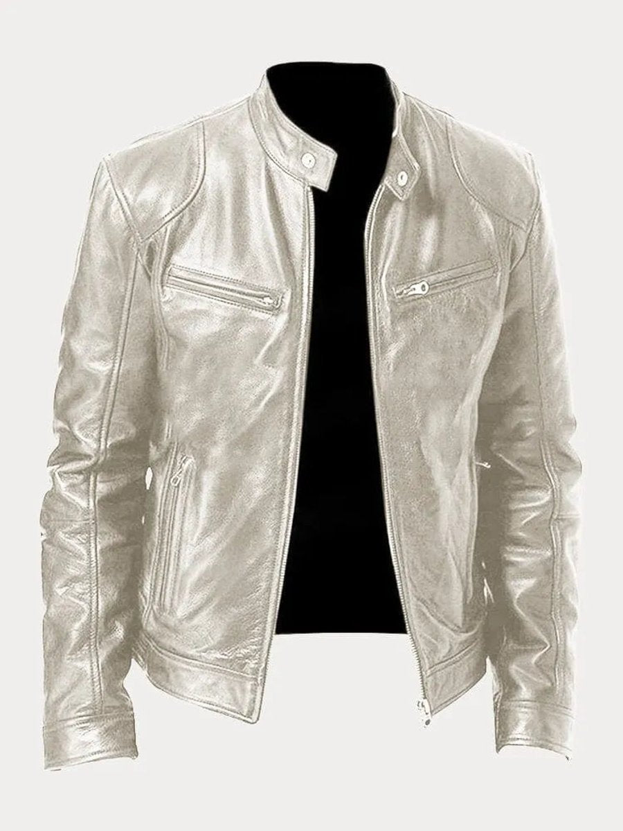 Henry | Men's Slim-Fit Moto Leather Mens Quilted Jacket Stand Collar