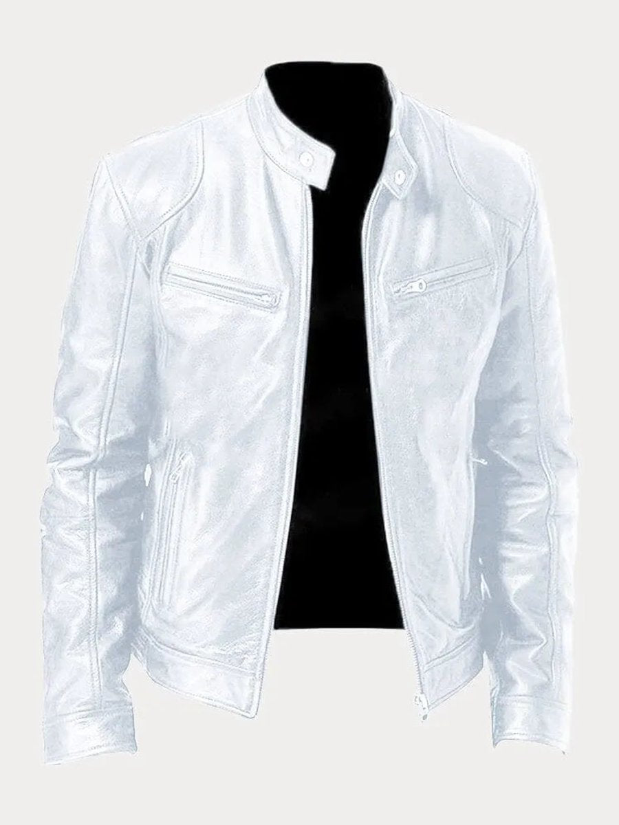 Henry | Men's Slim-Fit Moto Leather Mens Quilted Jacket Stand Collar