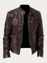 Henry | Men's Slim-Fit Moto Leather Mens Quilted Jacket Stand Collar