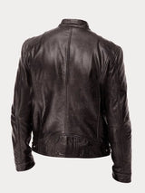 Henry | Men's Slim-Fit Moto Leather Mens Quilted Jacket Stand Collar