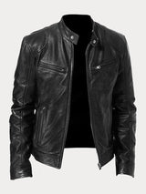 Henry | Men's Slim-Fit Moto Leather Mens Quilted Jacket Stand Collar