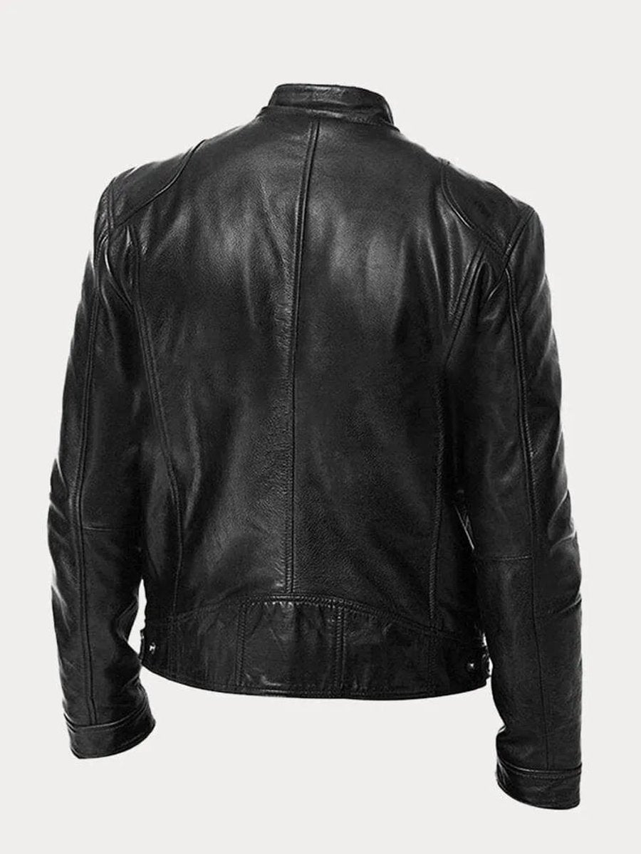Henry | Men's Slim-Fit Moto Leather Mens Quilted Jacket Stand Collar