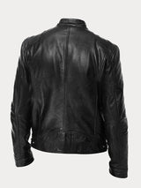 Henry | Men's Slim-Fit Moto Leather Mens Quilted Jacket Stand Collar