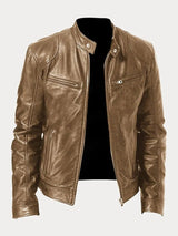 Henry | Men's Slim-Fit Moto Leather Mens Quilted Jacket Stand Collar
