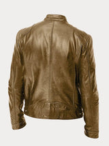 Henry | Men's Slim-Fit Moto Leather Mens Quilted Jacket Stand Collar