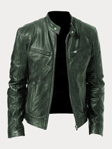 Henry | Men's Slim-Fit Moto Leather Mens Quilted Jacket Stand Collar
