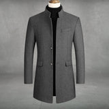 Daniel | Men's Slim-Fit Wool Blend Overcoat Long Mens Wool Coat Standing Collar