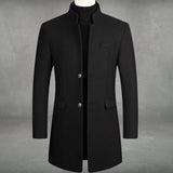 Daniel | Men's Slim-Fit Wool Blend Overcoat Long Mens Wool Coat Standing Collar