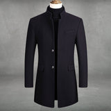 Daniel | Men's Slim-Fit Wool Blend Overcoat Long Mens Wool Coat Standing Collar
