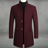 Daniel | Men's Slim-Fit Wool Blend Overcoat Long Mens Wool Coat Standing Collar